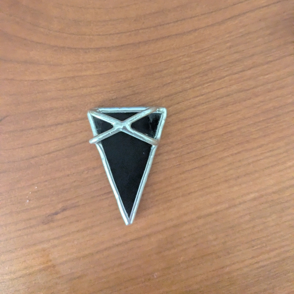 Black Glass Triangle Statement Ring - image 7